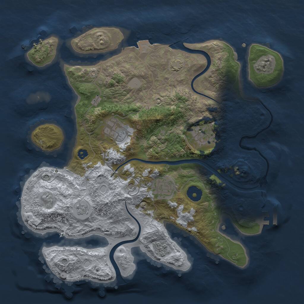 Rust Map: Procedural Map, Size: 3000, Seed: 128997729, 9 Monuments