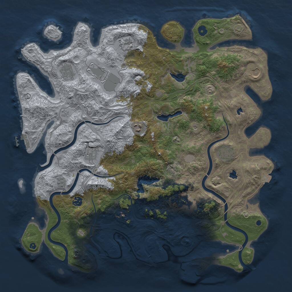 Rust Map: Procedural Map, Size: 4500, Seed: 24554, 16 Monuments