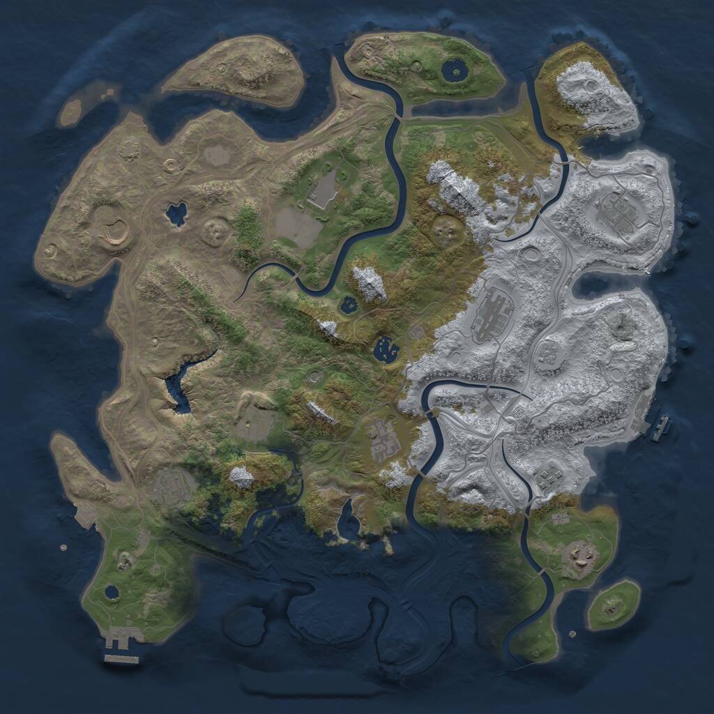 Rust Map: Procedural Map, Size: 4250, Seed: 394202277, 16 Monuments