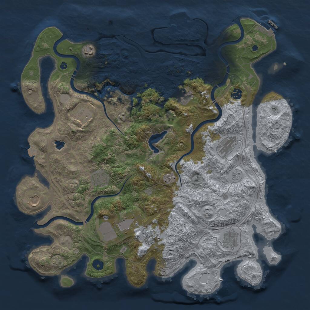 Rust Map: Procedural Map, Size: 4250, Seed: 1229474199, 17 Monuments