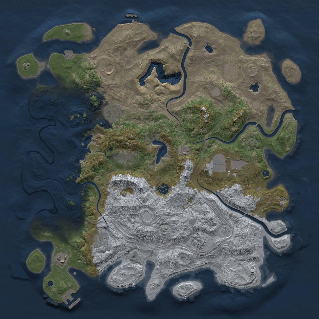 Rust Map: Procedural Map, Size: 4500, Seed: 699249938, 16 Monuments