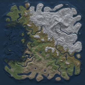 Thumbnail Rust Map: Procedural Map, Size: 6000, Seed: 708429953, 17 Monuments