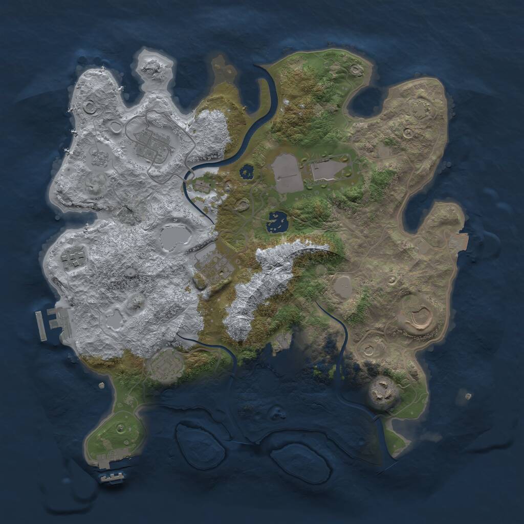 Rust Map: Procedural Map, Size: 3500, Seed: 2456189, 15 Monuments