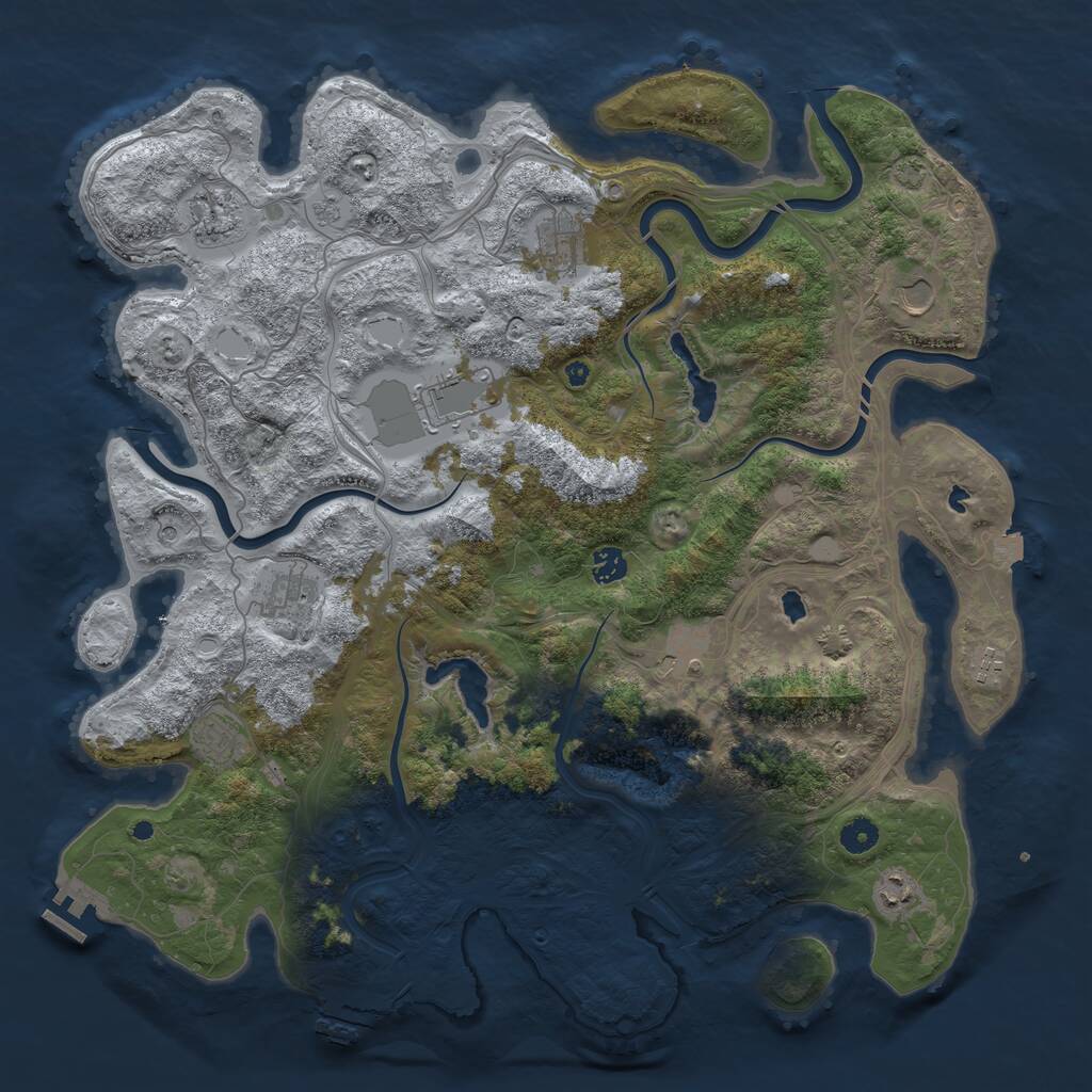 Rust Map: Procedural Map, Size: 4500, Seed: 966143382, 16 Monuments