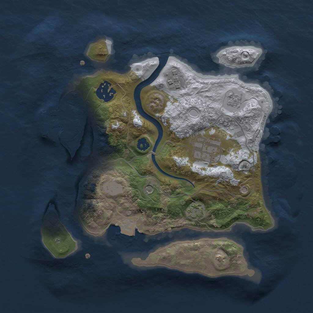 Rust Map: Procedural Map, Size: 2500, Seed: 27657, 8 Monuments