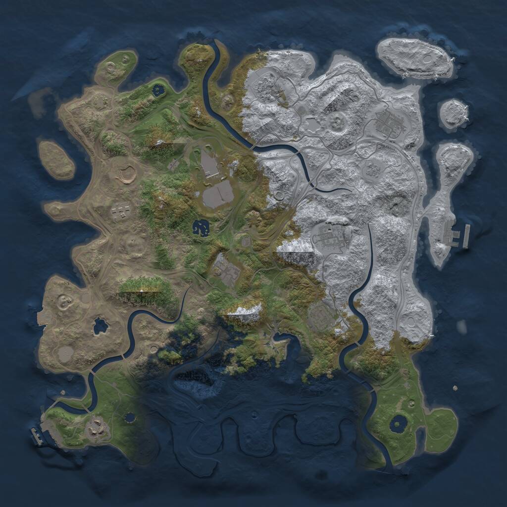 Rust Map: Procedural Map, Size: 4250, Seed: 2013878545, 16 Monuments