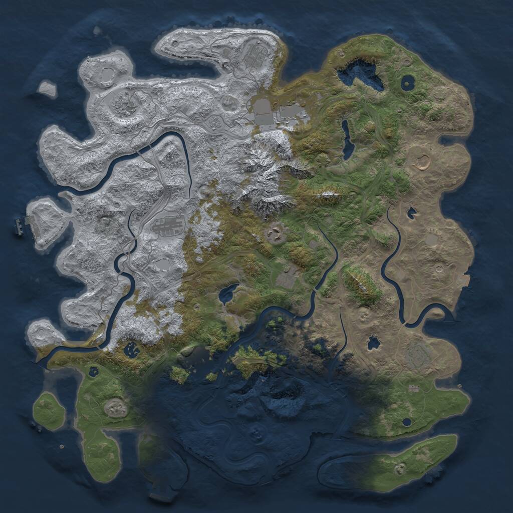 Rust Map: Procedural Map, Size: 5000, Seed: 34521, 17 Monuments