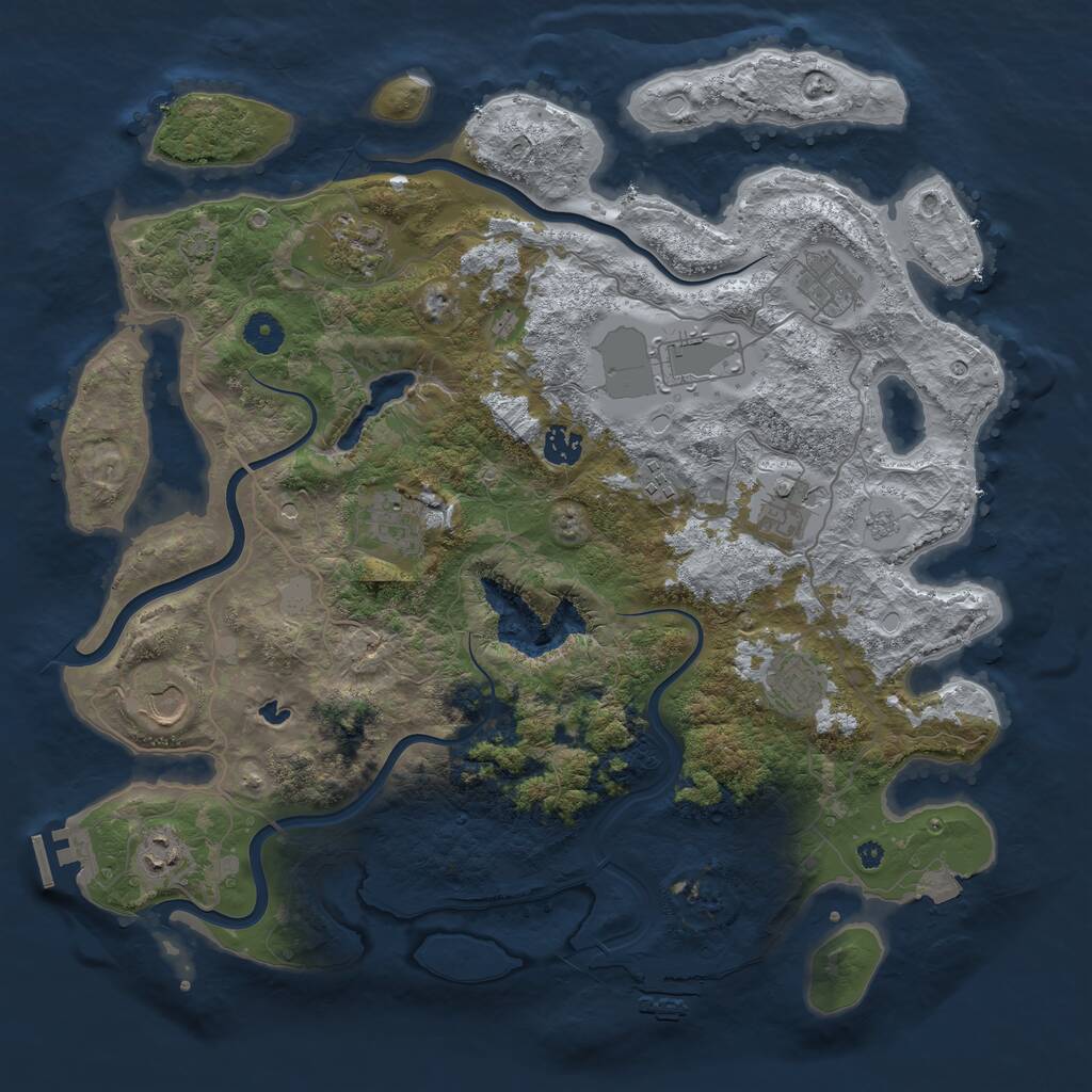 Rust Map: Procedural Map, Size: 4105, Seed: 1234567890, 16 Monuments