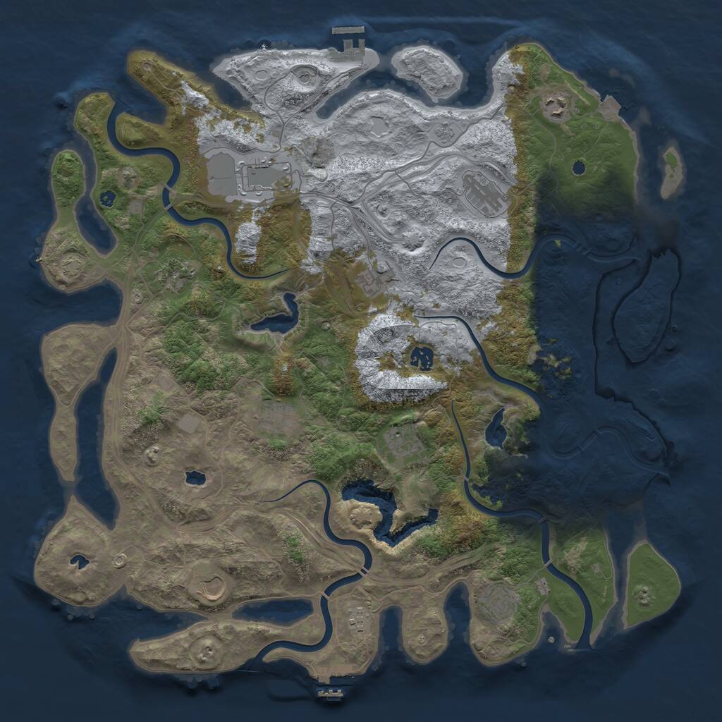 Rust Map: Procedural Map, Size: 4500, Seed: 724220477, 17 Monuments
