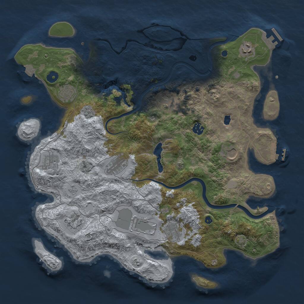 Rust Map: Procedural Map, Size: 4000, Seed: 1291778407, 17 Monuments
