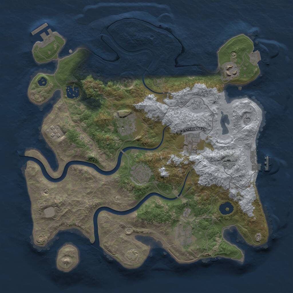 Rust Map: Procedural Map, Size: 3270, Seed: 1561991009, 13 Monuments