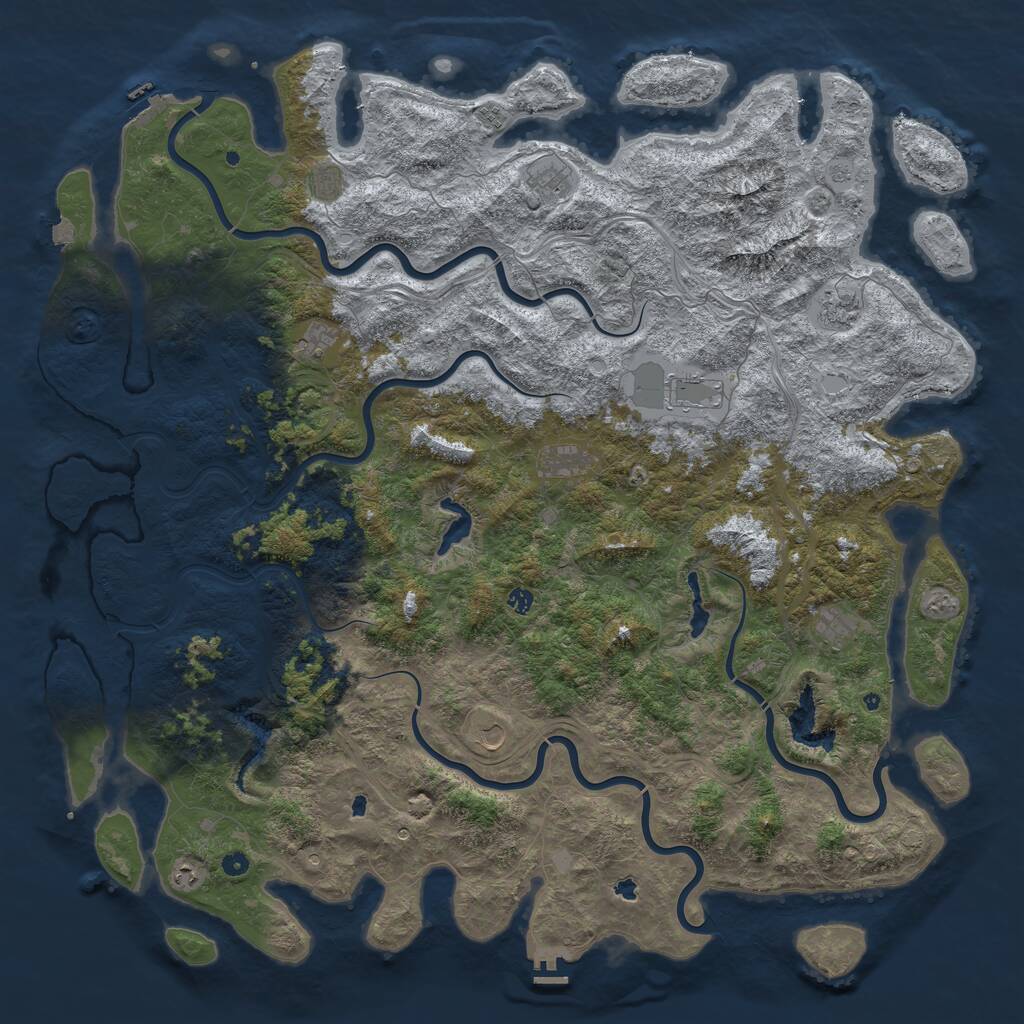 Rust Map: Procedural Map, Size: 6000, Seed: 1277749705, 17 Monuments