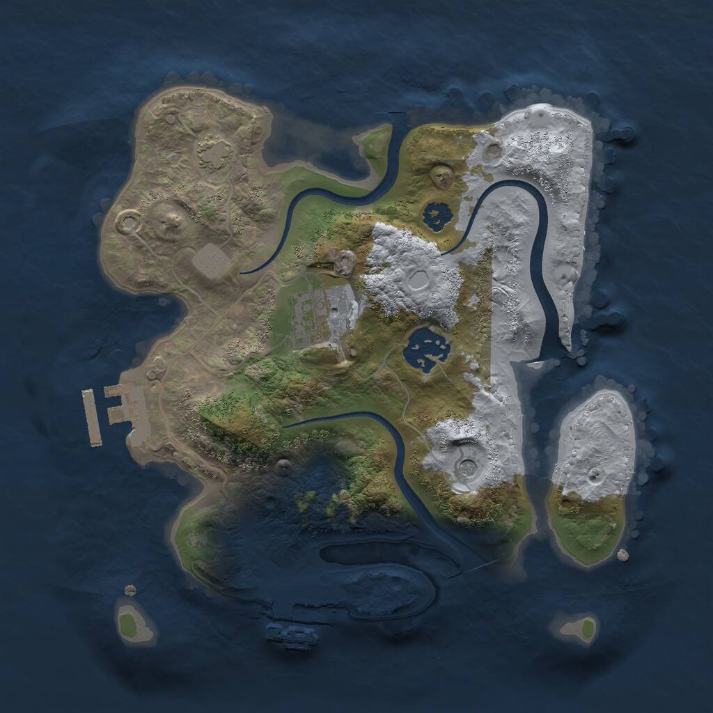 Rust Map: Procedural Map, Size: 2500, Seed: 46374, 7 Monuments