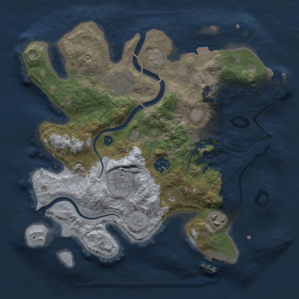 Rust Map: Procedural Map, Size: 3000, Seed: 59764, 10 Monuments