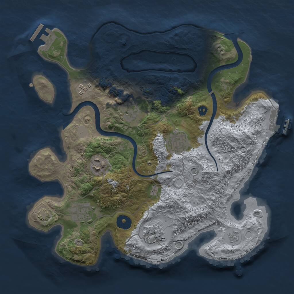 Rust Map: Procedural Map, Size: 3000, Seed: 191719534, 12 Monuments