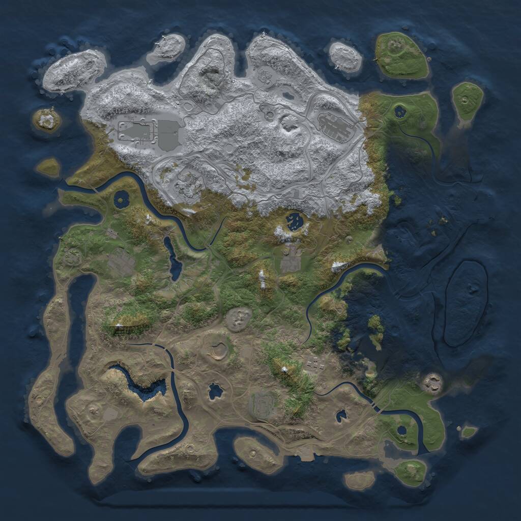 Rust Map: Procedural Map, Size: 4500, Seed: 1725895210, 16 Monuments
