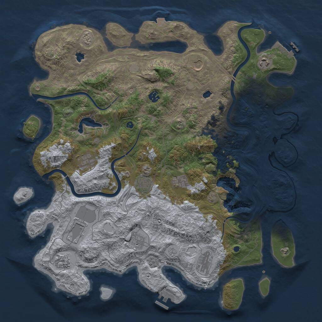 Rust Map: Procedural Map, Size: 4500, Seed: 1104763693, 17 Monuments