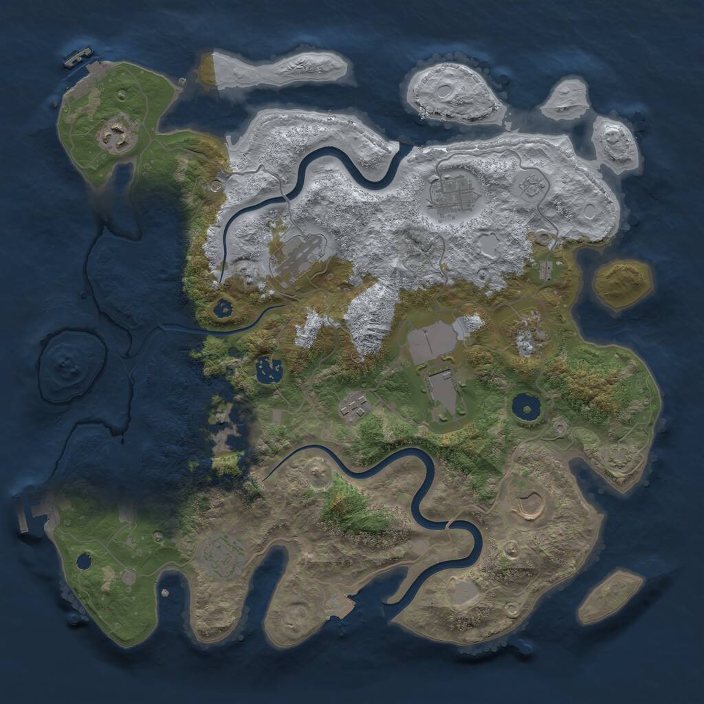 Rust Map: Procedural Map, Size: 3750, Seed: 769983706, 16 Monuments