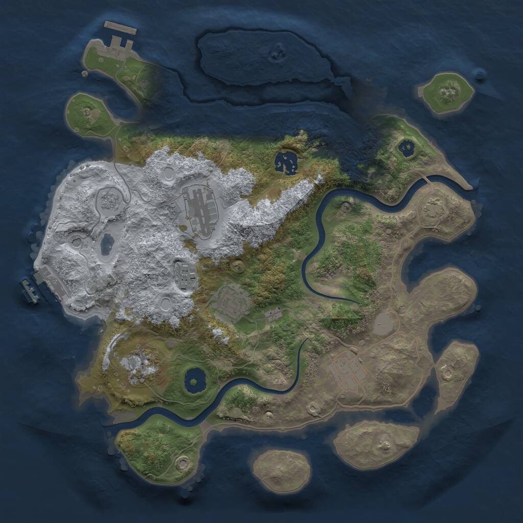 Rust Map: Procedural Map, Size: 3250, Seed: 352130781, 12 Monuments