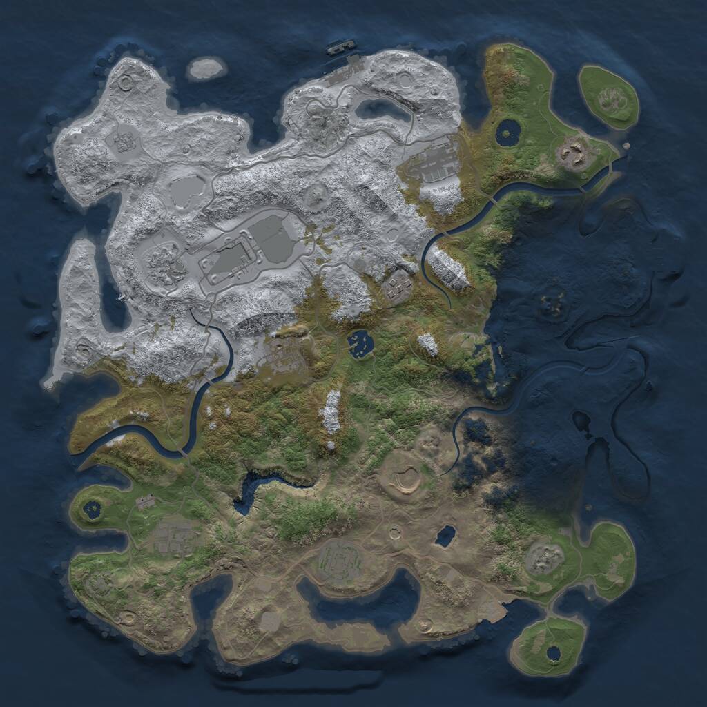 Rust Map: Procedural Map, Size: 4000, Seed: 87525, 16 Monuments