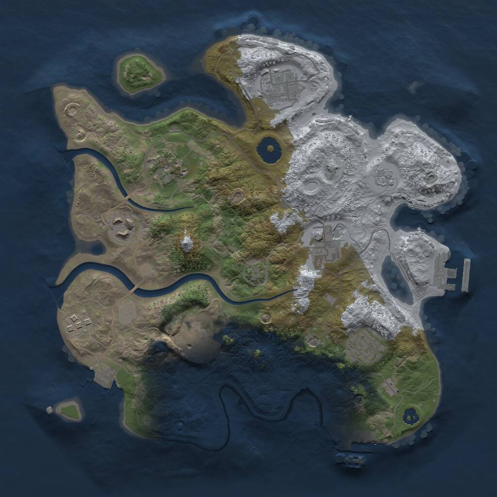 Rust Map: Procedural Map, Size: 3000, Seed: 1083266427, 13 Monuments