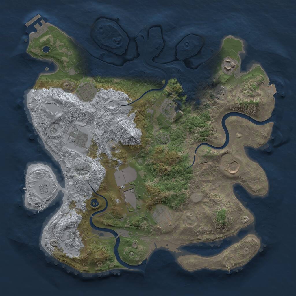 Rust Map: Procedural Map, Size: 3500, Seed: 1520148852, 14 Monuments