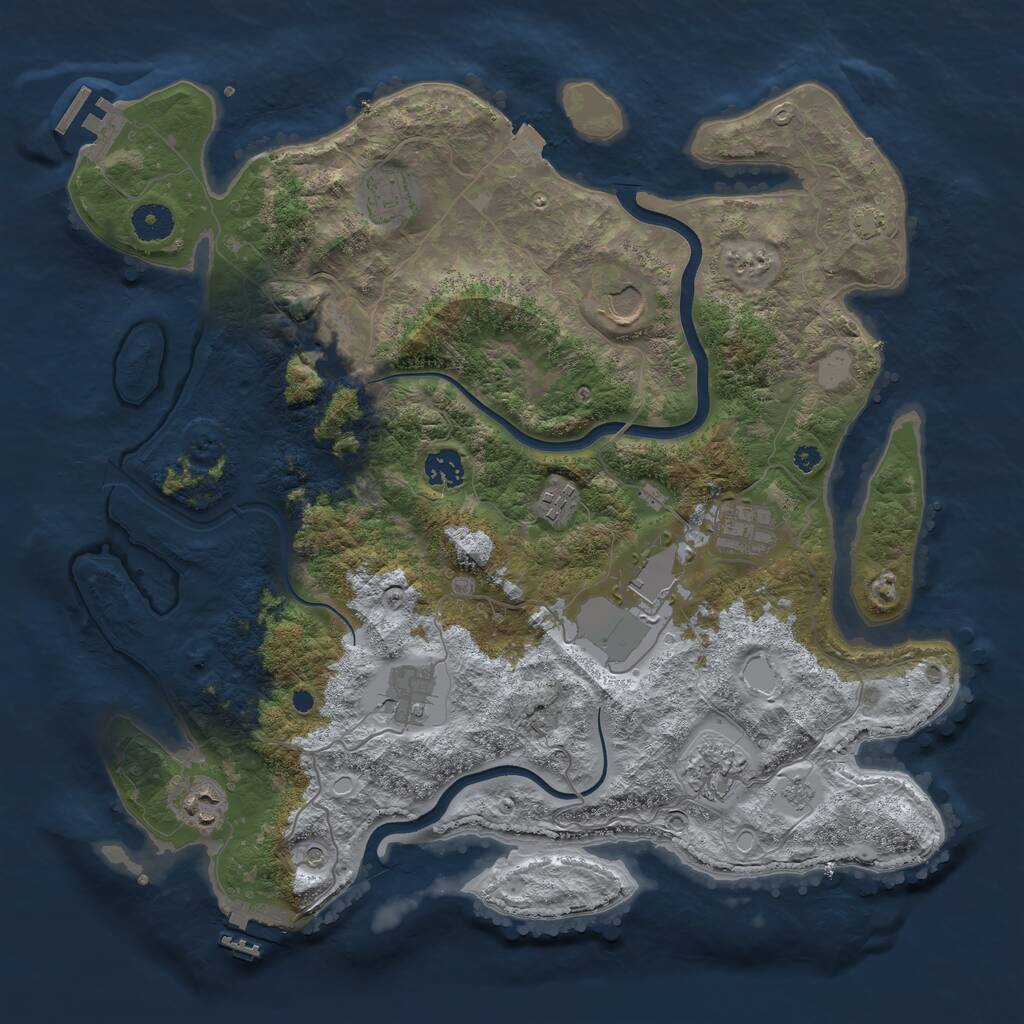 Rust Map: Procedural Map, Size: 3900, Seed: 2038870572, 16 Monuments