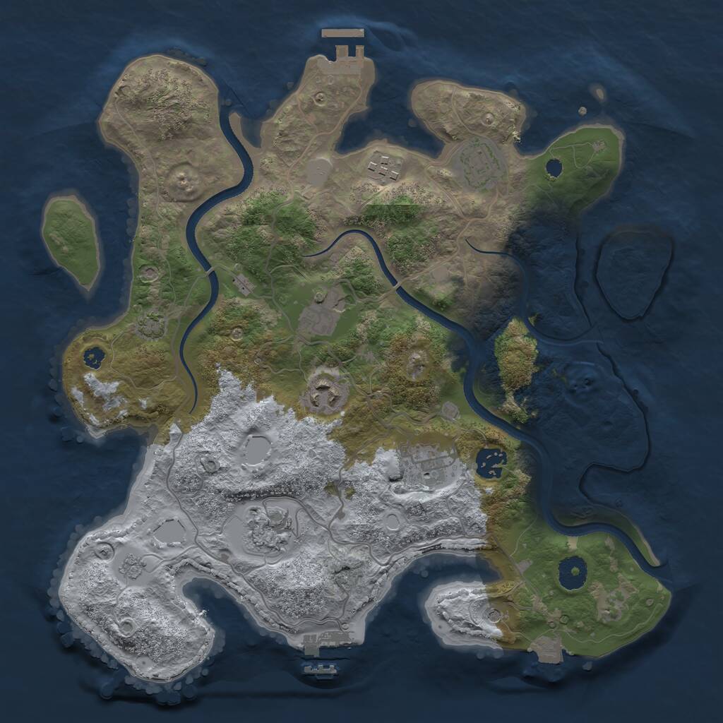 Rust Map: Procedural Map, Size: 3442, Seed: 2147483647, 13 Monuments