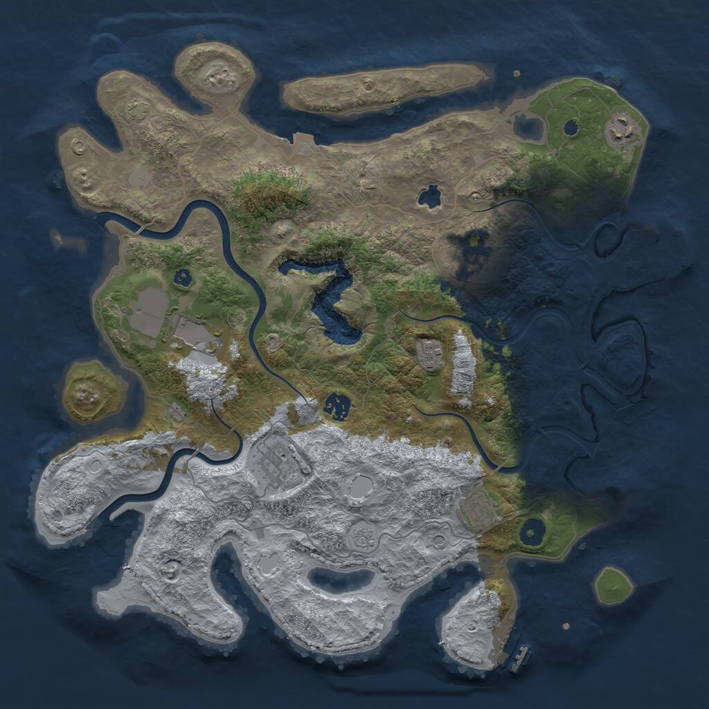 Rust Map: Procedural Map, Size: 4000, Seed: 743980, 13 Monuments
