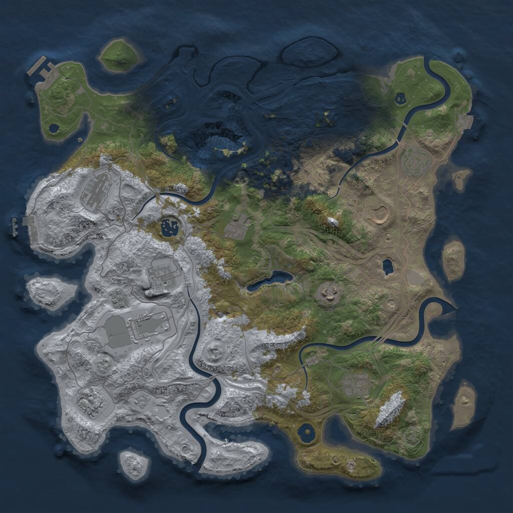Rust Map: Procedural Map, Size: 4250, Seed: 1085408489, 17 Monuments