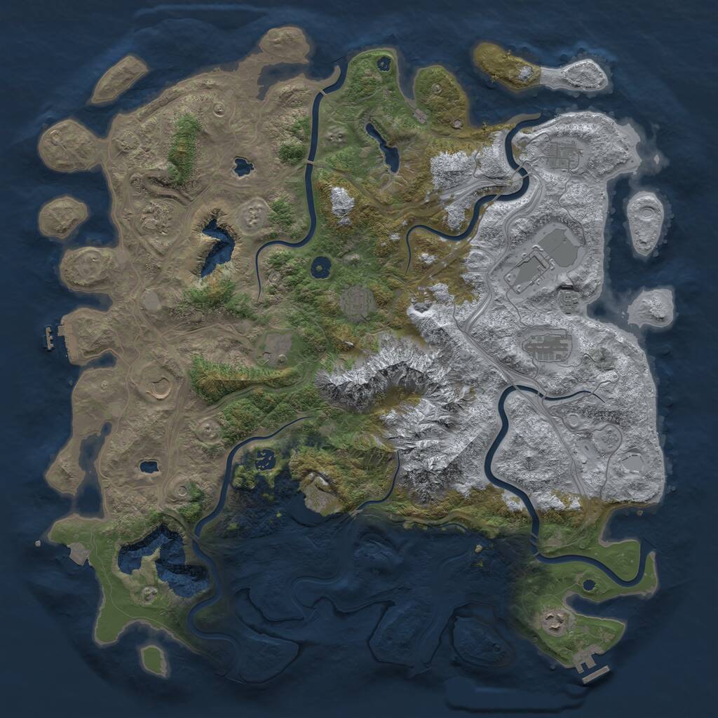 Rust Map: Procedural Map, Size: 5000, Seed: 1323049085, 17 Monuments
