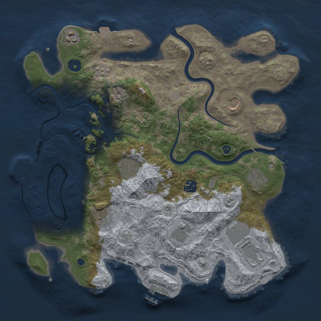Rust Map: Procedural Map, Size: 3673, Seed: 647901476, 15 Monuments