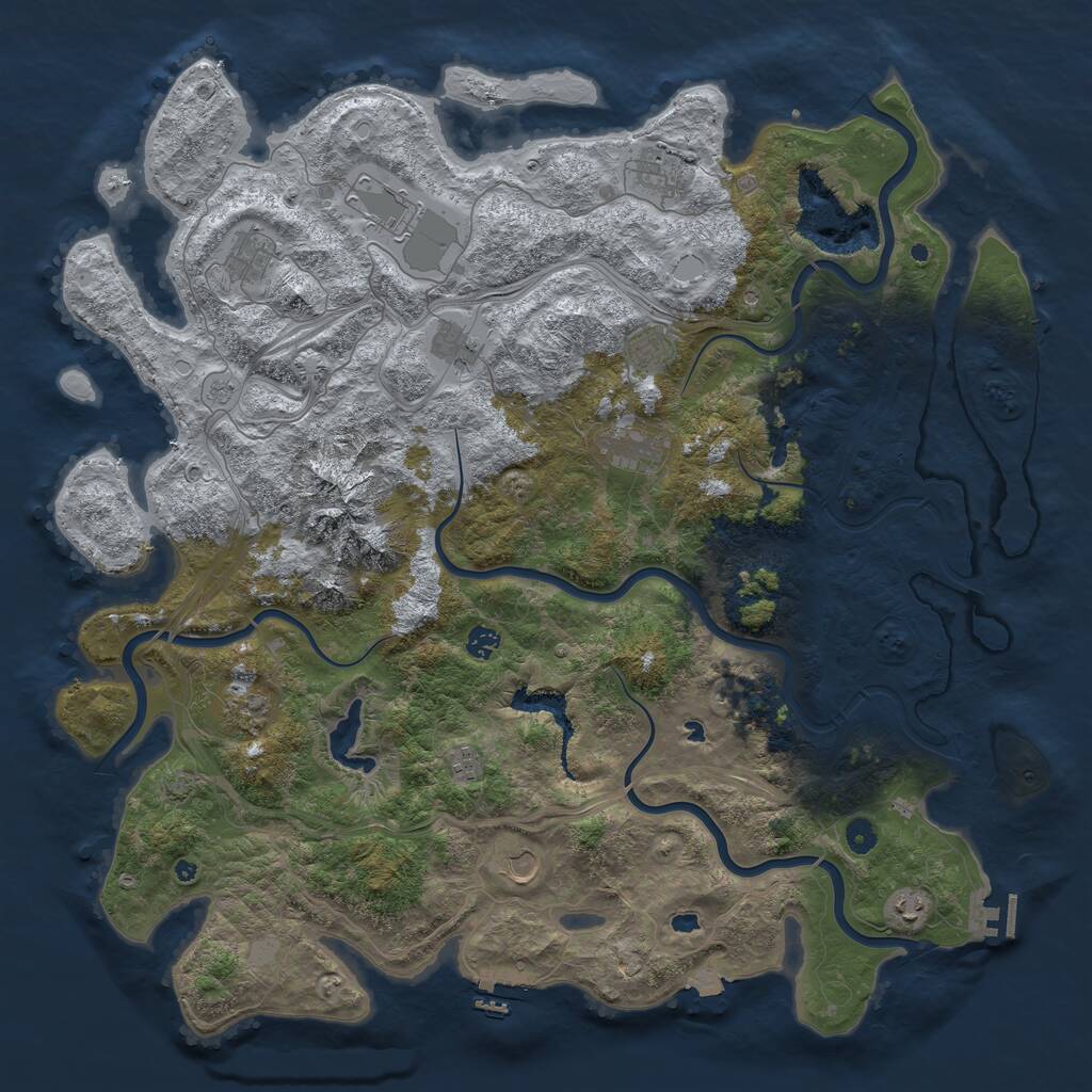 Rust Map: Procedural Map, Size: 5000, Seed: 1283027614, 17 Monuments