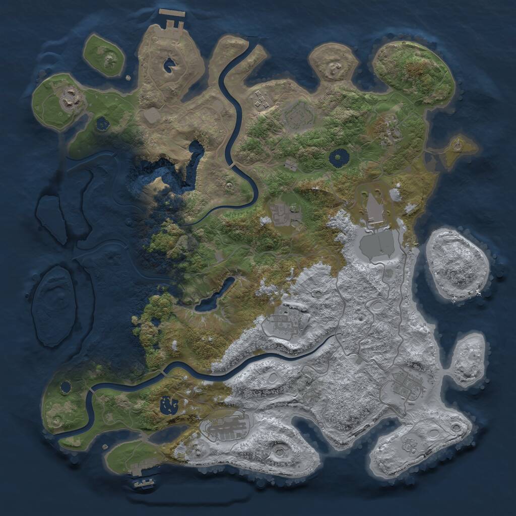 Rust Map: Procedural Map, Size: 4000, Seed: 92199076, 16 Monuments