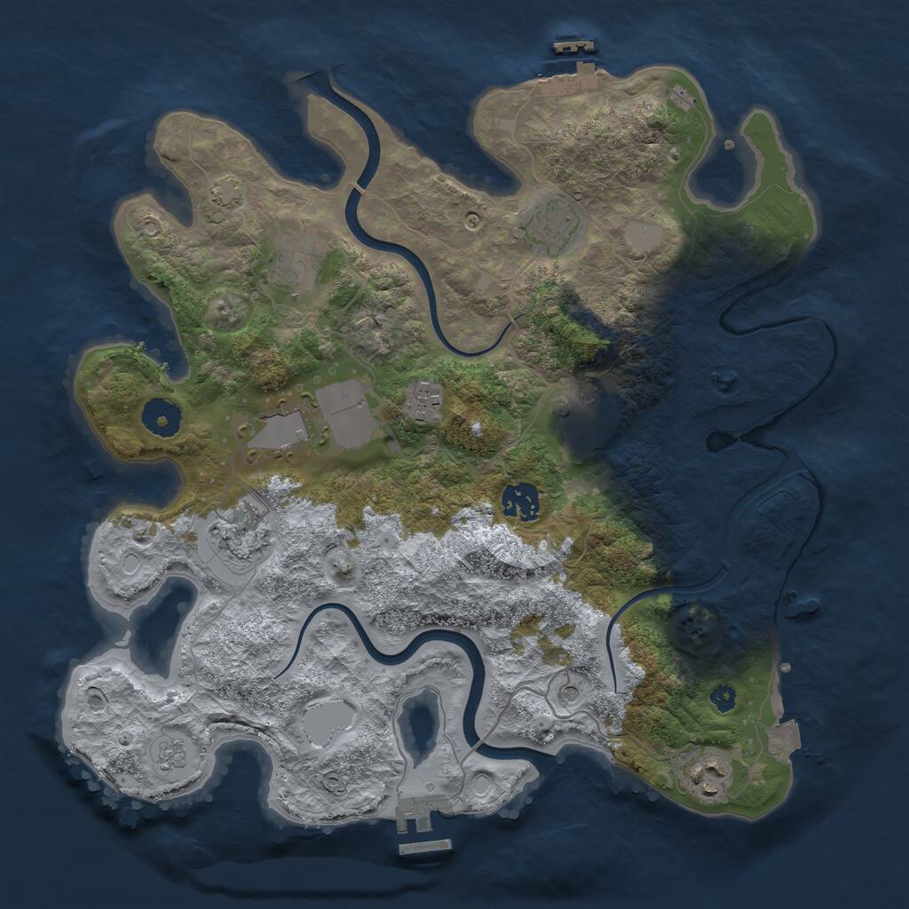 Rust Map: Procedural Map, Size: 3500, Seed: 44229821, 14 Monuments