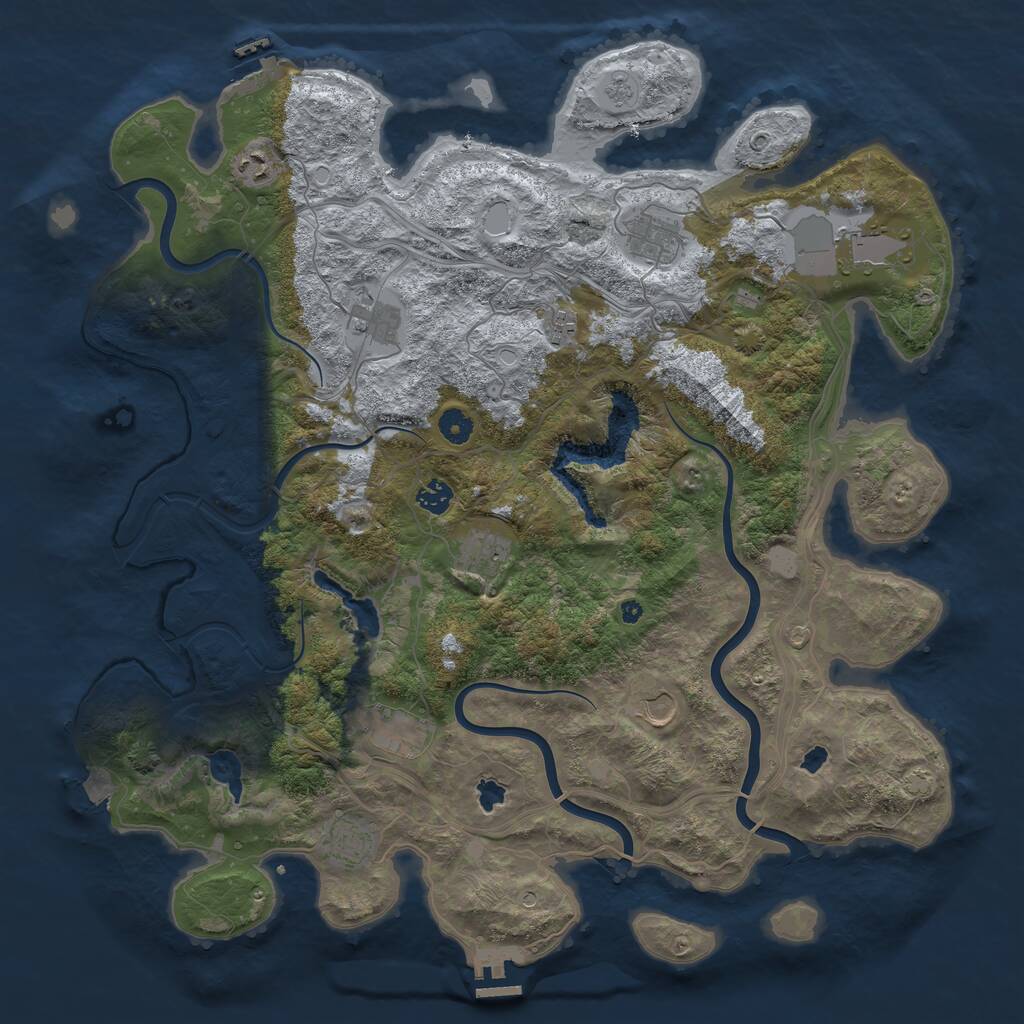 Rust Map: Procedural Map, Size: 4500, Seed: 365942705, 16 Monuments