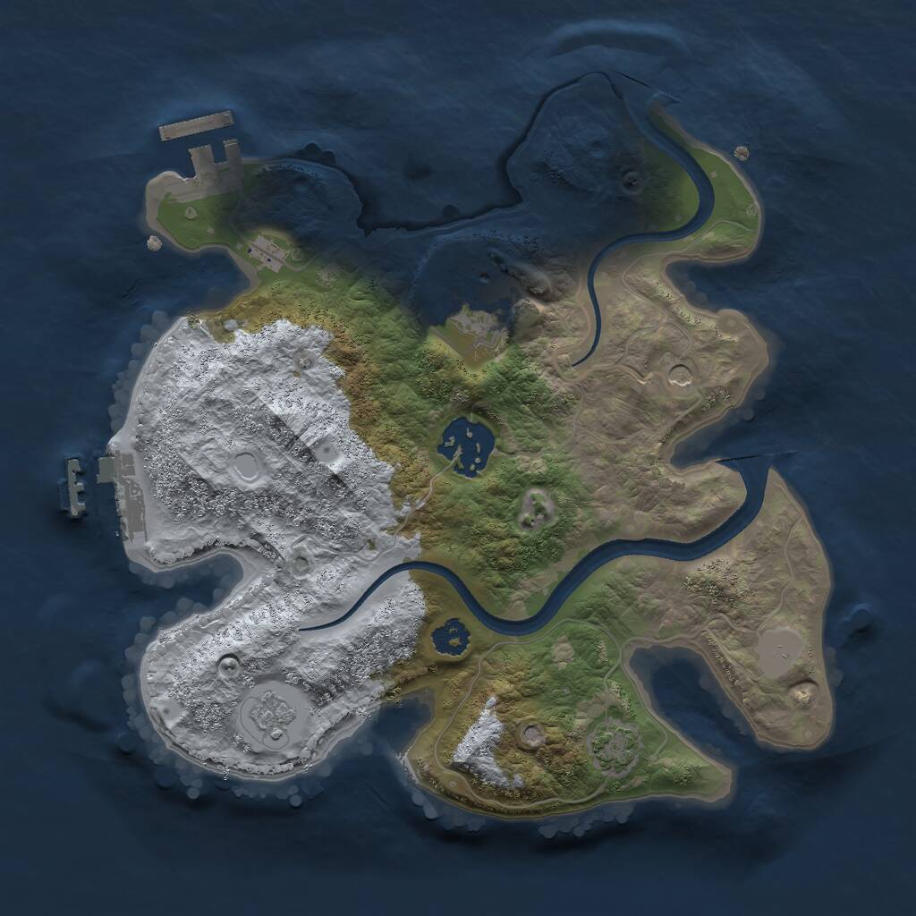 Rust Map: Procedural Map, Size: 2500, Seed: 468101385, 8 Monuments