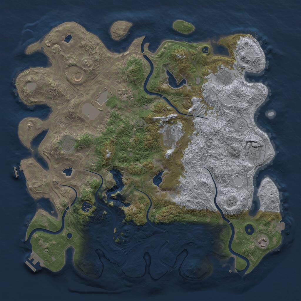 Rust Map: Procedural Map, Size: 4500, Seed: 319485652, 16 Monuments