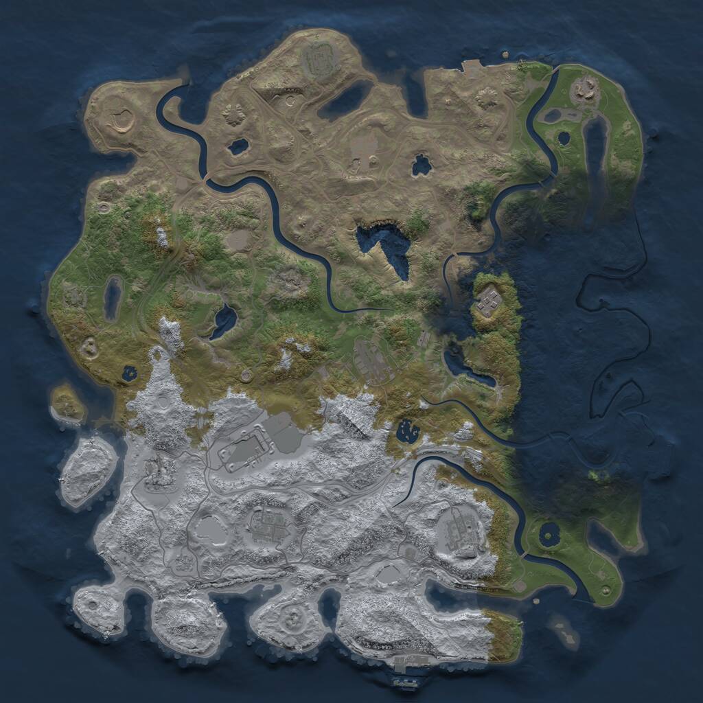 Rust Map: Procedural Map, Size: 4500, Seed: 574917464, 17 Monuments