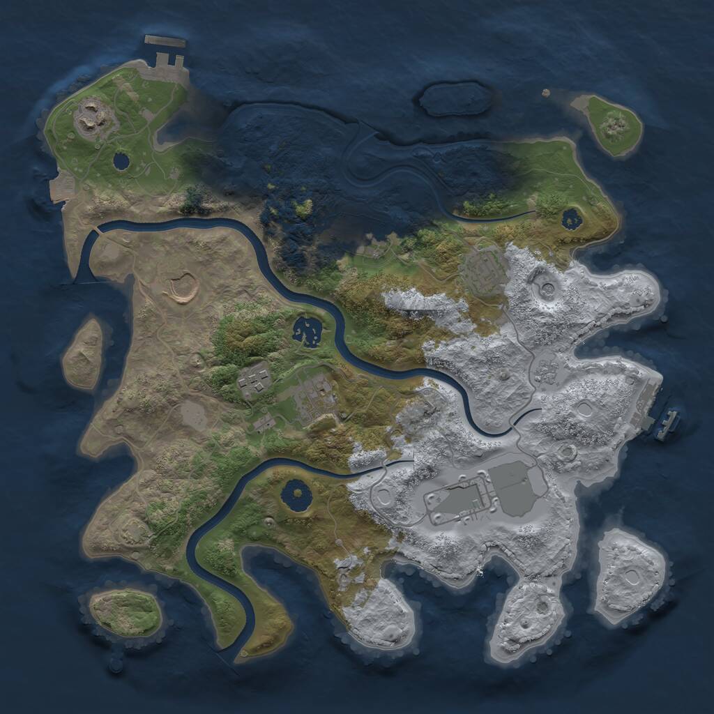 Rust Map: Procedural Map, Size: 3500, Seed: 1548753947, 14 Monuments