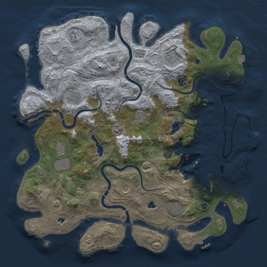 Rust Map: Procedural Map, Size: 4500, Seed: 9480327, 16 Monuments
