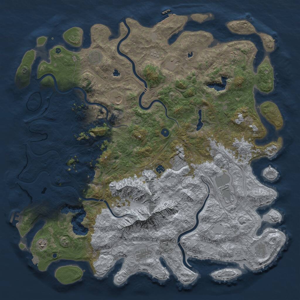 Rust Map: Procedural Map, Size: 5500, Seed: 279657915, 17 Monuments