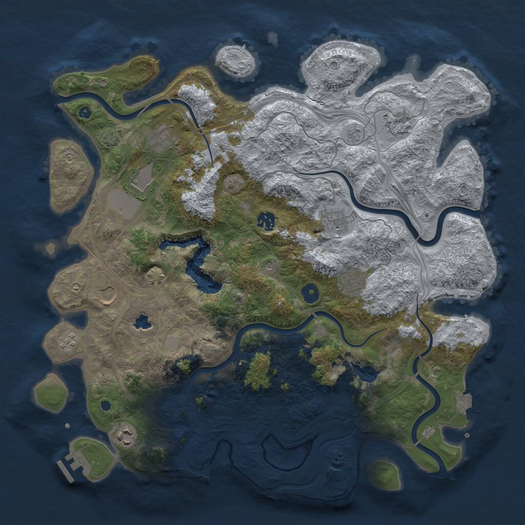 Rust Map: Procedural Map, Size: 4250, Seed: 921766523, 14 Monuments