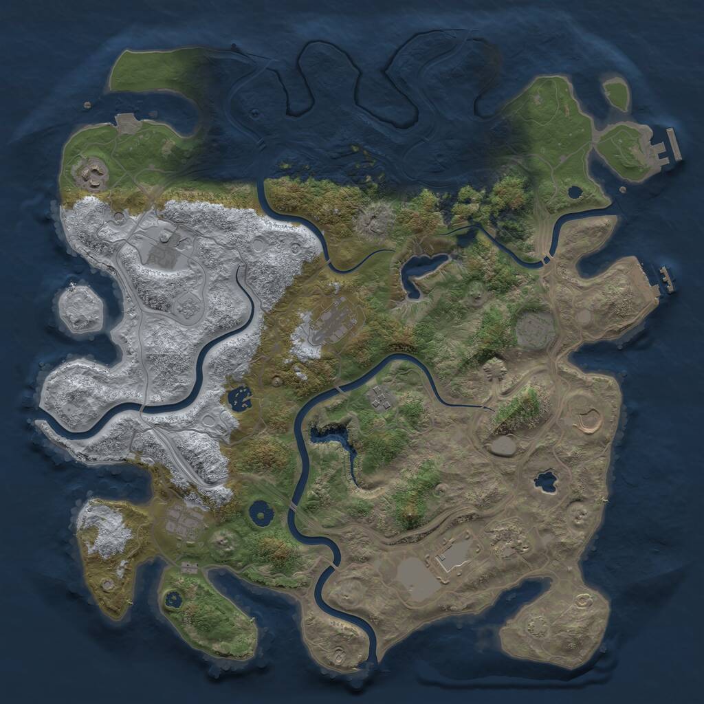 Rust Map: Procedural Map, Size: 4250, Seed: 856242289, 16 Monuments