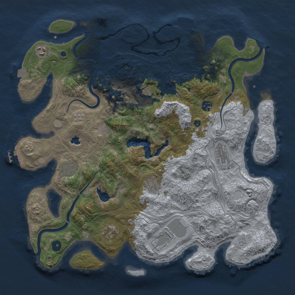Rust Map: Procedural Map, Size: 4250, Seed: 480645517, 16 Monuments
