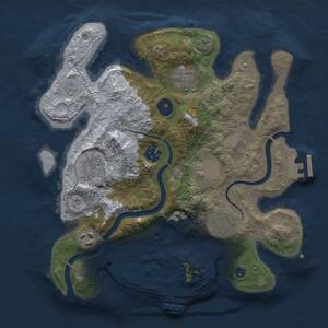Thumbnail Rust Map: Procedural Map, Size: 3000, Seed: 6080, 13 Monuments