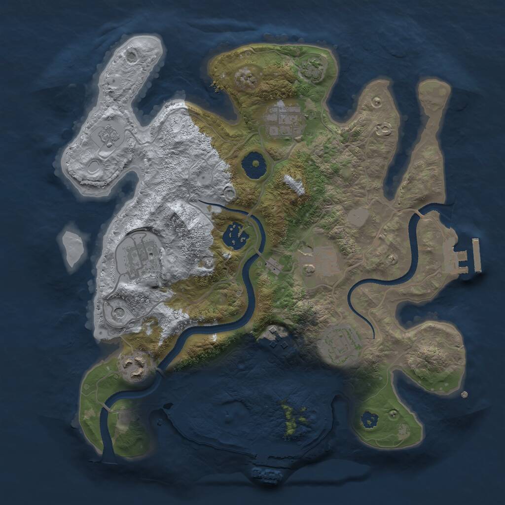 Rust Map: Procedural Map, Size: 3000, Seed: 6080, 13 Monuments