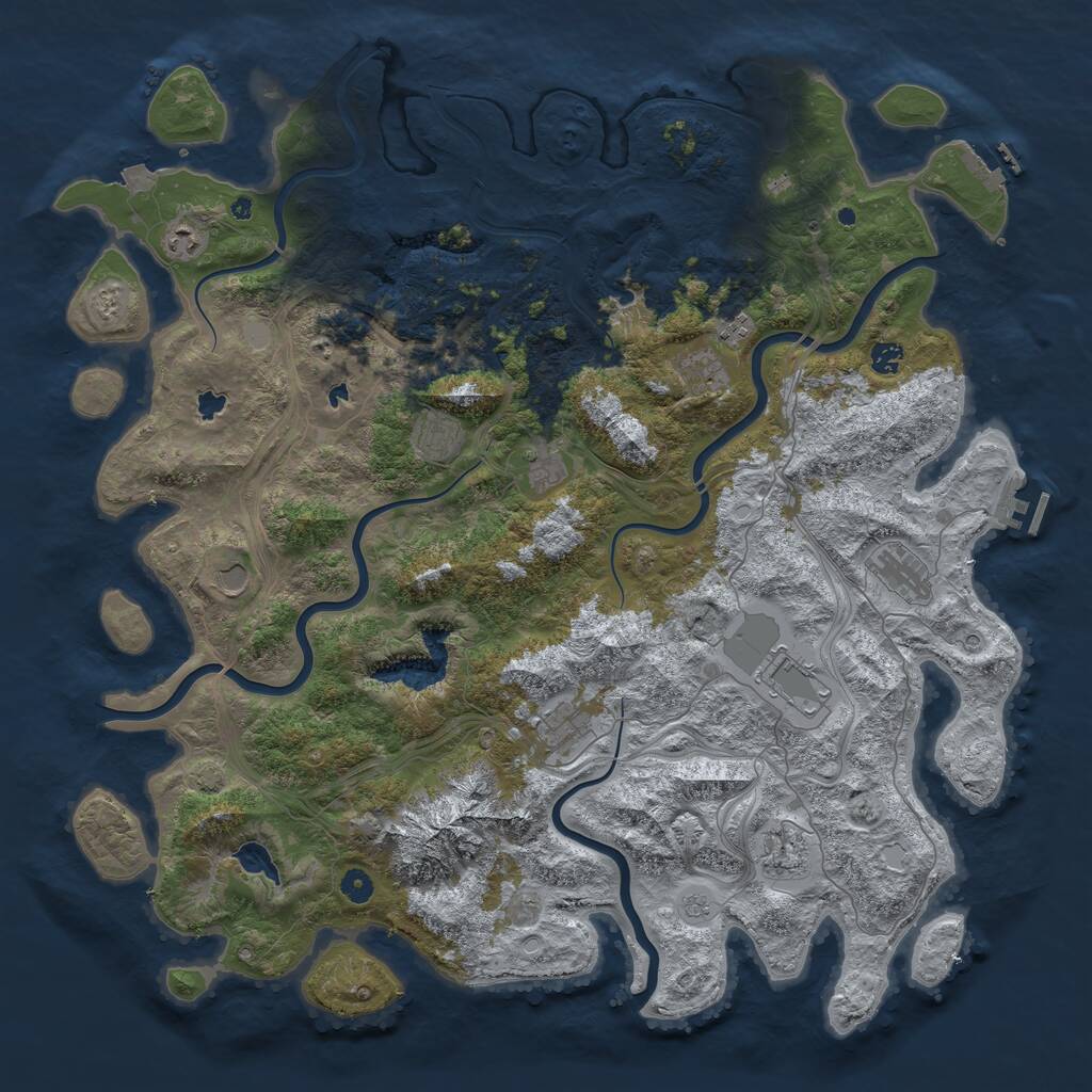 Rust Map: Procedural Map, Size: 5000, Seed: 861392882, 17 Monuments