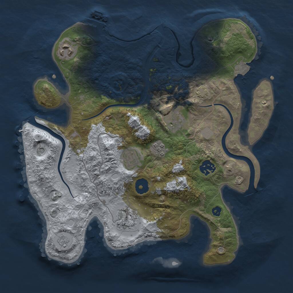Rust Map: Procedural Map, Size: 3000, Seed: 84625694, 11 Monuments