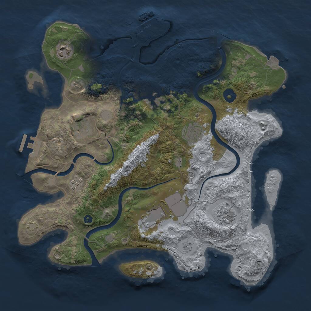 Rust Map: Procedural Map, Size: 3500, Seed: 2043392082, 13 Monuments